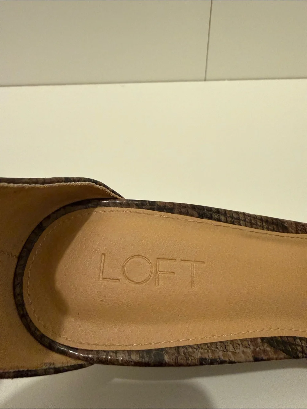 Loft Brown Snake-Print Wedge Ankle Strap Sandals